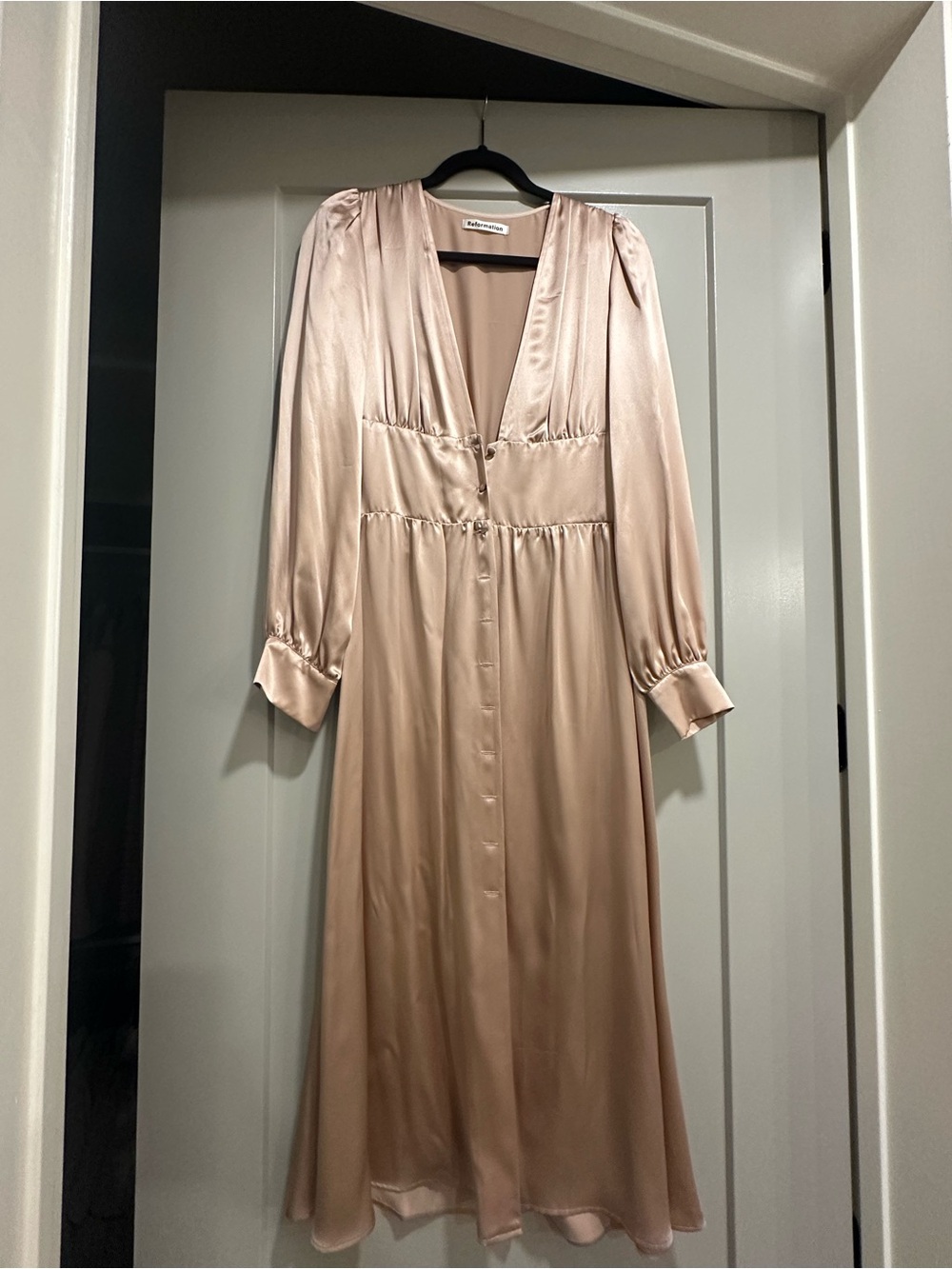 Reformation Satin Maxi Dress - Blush Pink